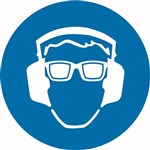 200mm Disc  Self Adhesive  Hearing and Eye Protection Pictogram