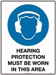 600x450mm  Corflute  Hearing Protection Must be Worn in This Area