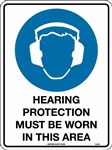 300x140mm  Self Adhesive  Hearing Protection Must be Worn in This Area
