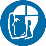 200mm Disc  Self Adhesive  Face Shield Pictogram