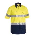 Bisley Lightweight Hi Vis Drill Shirt 2 Hoop Reflective Short Sleeve