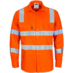DNC Cotton Drill Shirt Leightweight Long Sleeve Reflective Tape Vic Rail Compliant