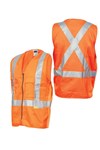 DNC Safety Vest ID Pocket Zip Front 100 Cotton Reflective Tape X Back Orange