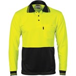 DNC HiVis Two Tone Cool Breathe Polo Shirt Long Sleeve 100 Polyester Micromesh