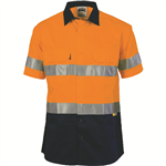DNC Cotton Drill Shirt Short Sleeve Reflective Tape 2 Tone