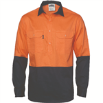 DNC Cotton Drill Closed Front Shirt Long Sleeve with Gussets 2 Tone