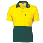DNC Polo Shirt Cotton Jersey with Underarm Mesh Short Sleeve 2 Tone