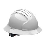 EVO6161 Full Brim Unvented Wheel Ratchet Hard Hat White