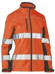 Bisley Ladies Two Tone Hi Vis Soft Shell Jacket with Reflective Tape