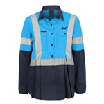 Bisley Ladies Taped Hi Vis Maternity Drill Shirt with Reflective Tape BlueNavy Including GM3 Logo