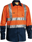 Bisley Cotton Drill Shirt Long Sleeve with Reflective Tape