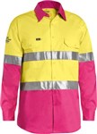 Bisley Cool Lightweight Shirt Long Sleeve 2 Hoop Reflective Tape National Breast Cancer Foundation