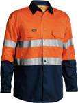 Bisley Cotton Drill Shirt Lightweight Long Sleeve with Gussetts 2 Ring Pattern Reflective Tape