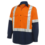 Cotton Drill Shirt Long Sleeve H Pattern Reflective Tape