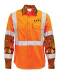 Cotton Drill Shirt Lightweight Indigenous Design Long Sleeve Rail X Reflective Tape Orange Inc ARTC Emb Logo