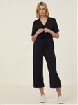 NNT Ladies Georgette Heavy Stretch Short Sleeve Jumpsuit Black