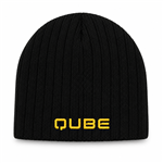 Black Cable Knit Beanie with QUBE Embroided Logo