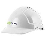 ProChoice Hard Hat V9 Vented with Ratchet Harness including Suez logo printed on front White