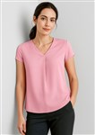 Biz Corporates Ladies Kayla Top Short Sleeve V Neck Pleat