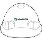 ProChoice Hard Hat V6 Vented Pushlock Harness White Maker Logo 2 Colour Print