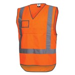 Railway Vest with Tail Velcro Sides X Pattern Reflective Tape CF10016