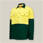 Hard Yakka Long Sleeve Hi Vis 2 Tone Cotton Drill Shirt