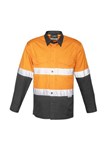Syzmik Mens Hi Vis Spliced Rugged Shirt With 2 Ring Reflective Tape Long Sleeve